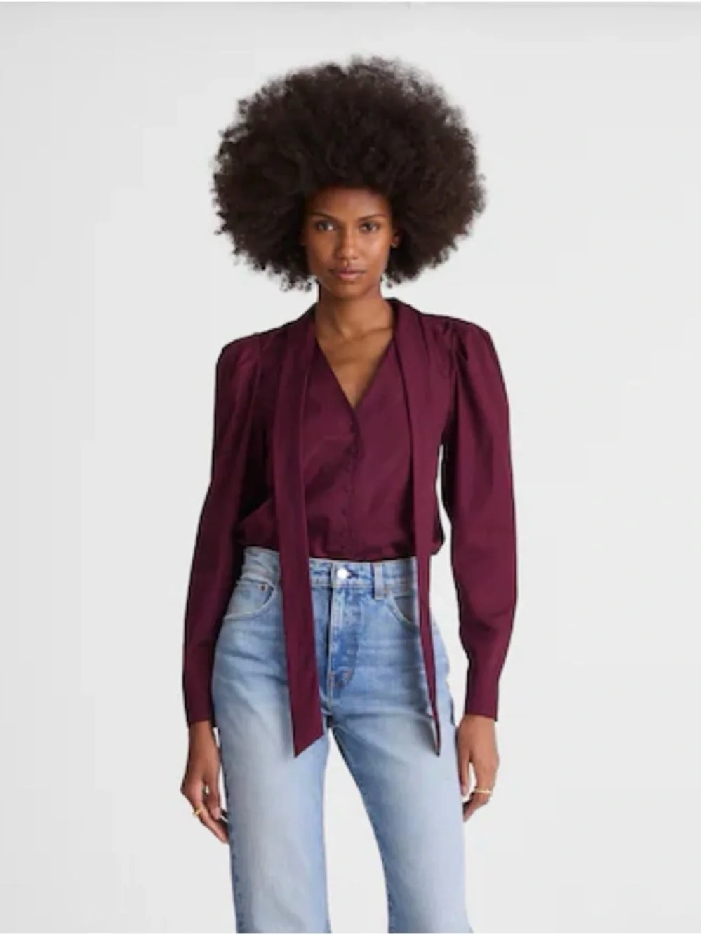V-Neck Button-Front Top